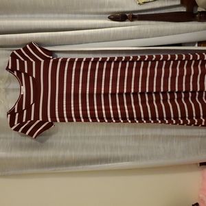 Maroon and Cream Stripped Dress